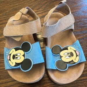 H&M Tan and Blue size 5 Toddler Sandals with Mickey Mouse Design